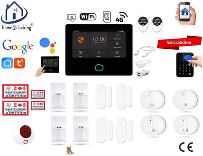 Draadloos alarmsysteem voor woning/camper/boot/caravan werkt met wifi en sim kaart en met spraakgestuurde apps. (Nederlands of Frans stem en tekst) ST01A-53