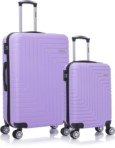 TRALEX - Luminara - 2 Delig kofferset - Grote Set 39L&97L - Handbagage - 39L - 56x37x23cm - Grote koffer - 97L - 76x49x29cm - ABS - Harde schaal - TSA-slot - Lichtgewicht - Flexibel - Duurzaam - rubberen wielen - Dubbele spinnerwielen - Paars