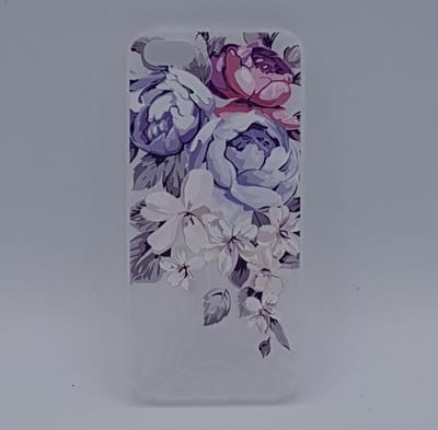 Geschikt voor iPhone 5, 5s, SE – hoes, cover – TPU – Pioen – roze – blauw en wit