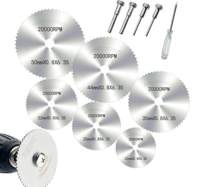 Dailygoods- Cirkelzaagblad HSS - Cirkelzaagbladen Set - 6 Stuks - Voor Hout/Kunststof/Metaal - Snijwielset - Afmetingen 50x0,8x6,35 mm - Zaagblad