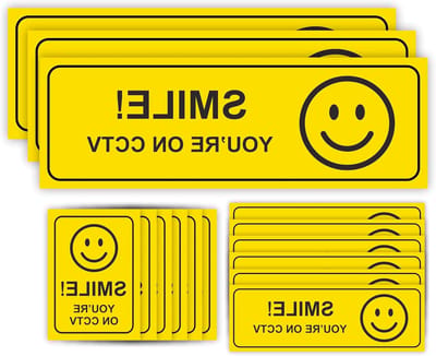CCTV Stickers - Beveiligingsborden - Preventie Afschrikking - Vriendelijke Benadering - 15 Stuks - Glimlach Ontwerp