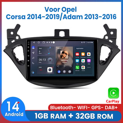 Awesafe Carplay Android14 Autoradio - Geschikt Voor Opel Corsa 2014 t/m 2019/Adam 2013 t/m 2016 - Draadloos Apple Carplay & Android Auto - 1GB + 32GB - 4 Core processor - Bluetooth & Wifi GPS Navigatie - 2014 2015 2016 2017 2018 2019
