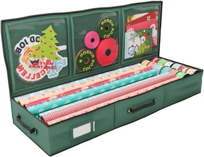 Opbergorganizer Wikkelpapier - Cadeauverpakking Tas - Organiseren van Cadeaupapier - Voor 30 inch Rollen - 76.2 cm Breed - Groen