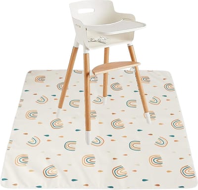 Kinderstoel Tapijt, 110 x 110 cm, Vloerbescherming, Antislip, Waterdicht, Voor Binnen en Buiten, Kleurrijk Design, Speelruimte Decoratie