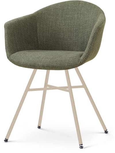 Nolon Noa-Otis Eetkamerstoel Forestgroen - Beige Onderstel - Armleuning - Comfortabel - Japandi - Stoffen