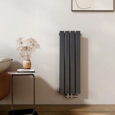 EMKE Radiator - Dubbel-Laags Plat - Mat Antraciet - 90x30 cm - 446 W - Kolomradiator Vertical - Verwarming voor Alle Ruimtes