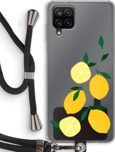 Case Company® - Hoesje met koord geschikt voor Samsung Galaxy A12 hoesje met Koord - You're my lemon - Telefoonhoesje met Zwart Koord - Bescherming aan alle Kanten en Over de Schermrand