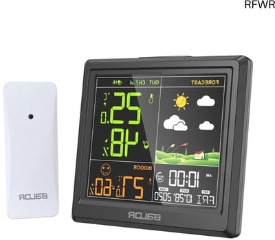 Draadloos weerstation met thermometer, hygrometer, barometer, led-sensor en digitale klok