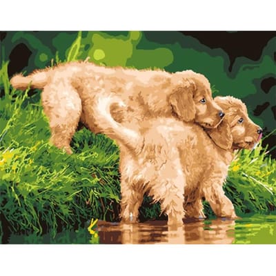 Diamant Mozaïek Dier Hond Huisdier 5d Diy Diamant Schilderij Puppy Foto van Steentjes Kruissteek Room Decor Art 20X30CM beige