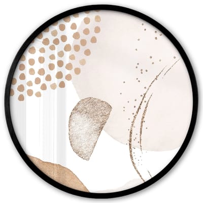 Poster in lijst Rond - Fotolijst 40x40 cm - Posters - Watercolor - Pastel - Beige - Abstract - Modern - Ronde posterlijst zwart - Decoratie - Wanddecoratie woonkamer - Muurdecoratie slaapkamer