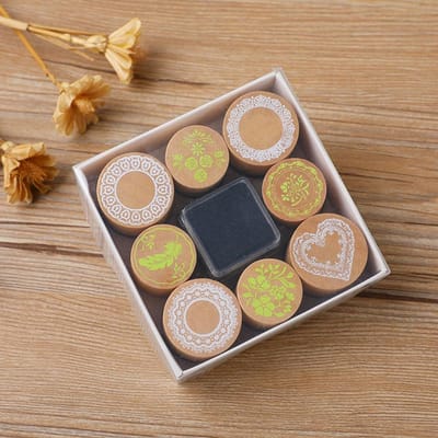 Creatieve Houten Cilindrische Stempelset Petal Lace Vlinder Dagboek Album DIY Handboek Stempel 3 Opties Houten Assortiment Stempel