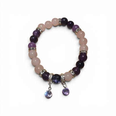 Edelsteen armband (rozenkwarts - amethist)