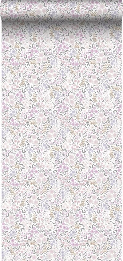 ESTAhome behang bloemetjes lila paars - 53 cm x 10.05 m - 139534