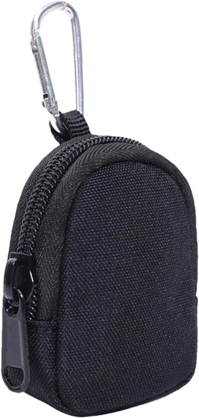 Kleine heuptas voor heren - Waterdichte Oxford stoffen portemonnee met sleutelhanger - Draagbare hoofdtelefoon- en apparatuurorganizer - Zwart