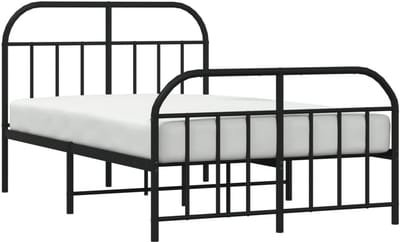 Metalen Tweepersoons Bedframe met Hoofd- en Voeteneinde 120x200 cm Zwart