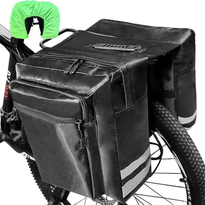 Dubbele Fietstas - Bagagedragertas Set - Fietsen & Reizen - Waterdicht Met Regenhoes - 30L Capaciteit - Zwart