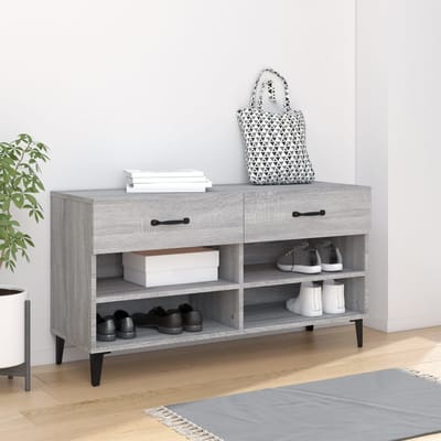 vidaXL - Schoenenkast - 102x35x55 - cm - bewerkt - hout - grijs - sonoma - eikenkleur