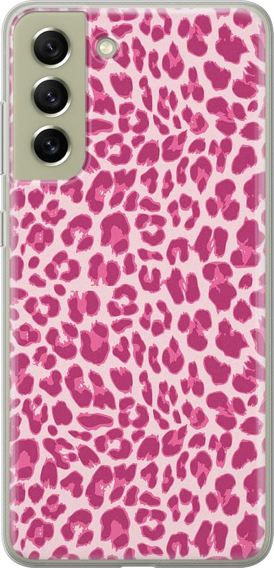 Leuke Telefoonhoesjes - Hoesje geschikt voor Samsung Galaxy S21 FE - Luipaard roze - Soft case - TPU - Luipaardprint - Roze