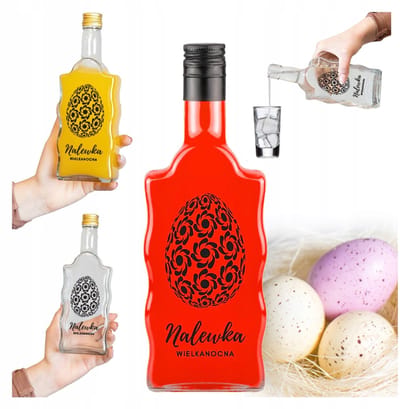 Glazen fles van 500 ml met Wielkanocse Golf-opdruk - Ideaal voor likeuren