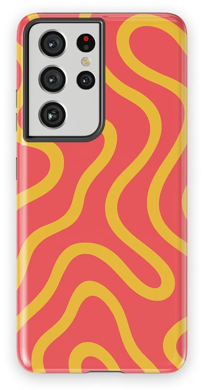 DripCase Curvy Lines Hoesje Samsung Galaxy S21 Ultra | Backcover met Mag | Design Tough Case Samsung Galaxy S21 Ultra Sunburst Drift