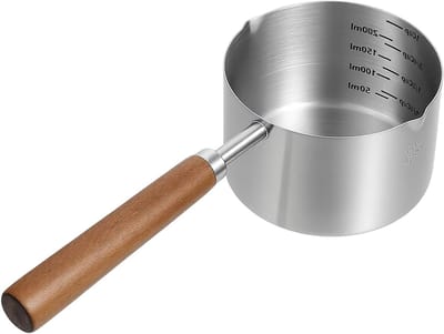Hoge kwaliteit RVS voerlepel voor katten en honden, 1 cup met lange houten handgreep voor nauwkeurige metingen van huisdiervoeding