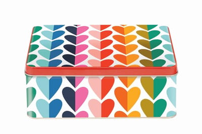 Blik Regenboog harten 19,5x15,4x7,5cm