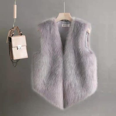 Bontvest Dames Korte Bovenkleding Herfst Winter Imitatie Konijnenbont Vest Vrouwelijke Mode Warm Pluche Vest Dames Jas XXL