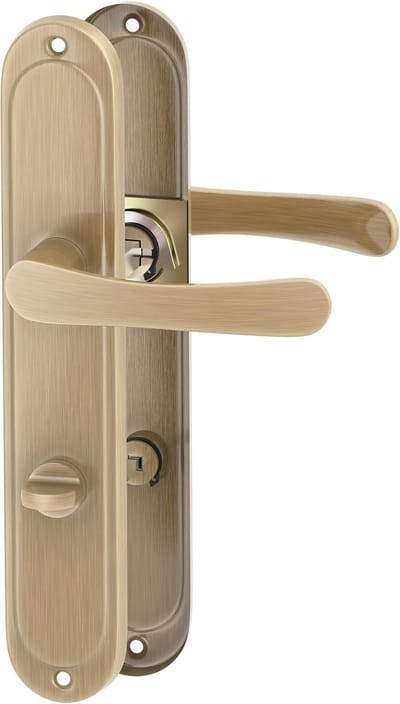 ERGO line Deurbeslag set Binnendeur - Malmo - Klassiek Brons (Patina) Deurkruk - voor toilet/badkamer TL63-8 - Deurklink met schild, krukgarnituur, langschild deurkrukset, deurgrepen voor badkamerdeuren