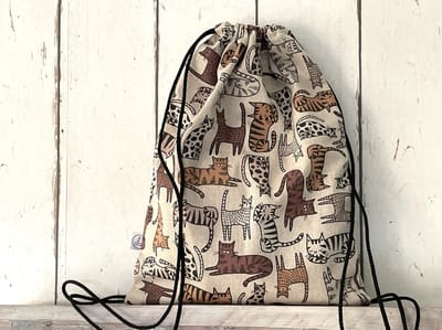 MixG | Gymtasje | Beige met bruine poezen | Jongen en Meisje
