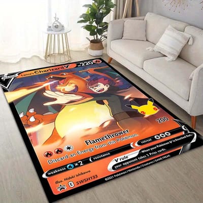 15 Maten Pokémon Kaarten Charizard Print Tapijt voor Woonkamer Slaapkamer Kinderkamer Huisdecoratie Vloerkleed Sofa Garderobemat 40x60cm (16x24in)