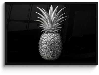 Poster in lijst - Fotolijst 90x60 cm - Posters - Ananas - Gedetailleerd - Bladeren - Posterlijst zwart - Decoratie - Wanddecoratie woonkamer - Muurdecoratie slaapkamer