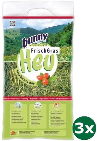 3x500 gr Bunny nature vers gras hooi met rozenbottel