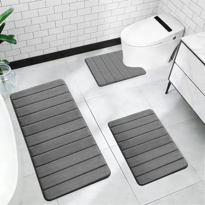 Dailygoods- Badmat Set van 3 Stuks - Antislip - Zachte Microvezel - Wasbaar - Sneldrogend - Grote Badmat 50 x 80 cm - Badkamertapijt