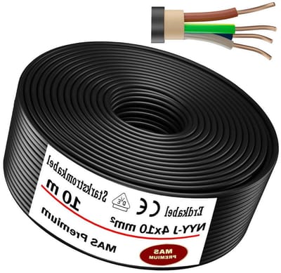 Aardkabel NYY-J - Stroomkabel Kracht - Vaste Stroom Installatie - Geschikt voor Grond - 4 x 10 mm² 10 Meter