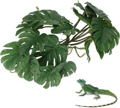 Natuurlijke Kunstplanten voor Terrarium - Veilige Palmplanten en Decoratieve Bladeren met Zuignap voor Reptielen en Schildpadden