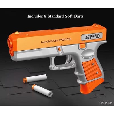 Lanceur de fléchettes souples pour enfants Pistolet jouet réaliste Pistolet à fléchettes en mousse manuel Jouet de tir interactif d'intérieur pour enfants avec 8 fléchettes souples orange