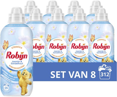 Robijn - Wasverzachter - Jasmijn & Sandelhout - 8 flessen - 312 wasbeurten - Voordeelverpakking