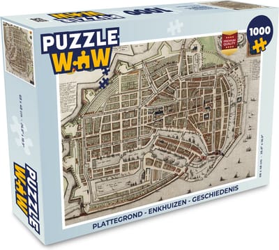 Puzzel Plattegrond - Enkhuizen - Geschiedenis - Legpuzzel - Puzzel 1000 stukjes volwassenen - Stadskaart