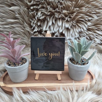 Robuust wenstegeltje - Love You! – Romantische Decoratietegel met Tekst – Perfect Cadeau voor Liefde, Valentijn en Jubileums - Trendy nu - 10x10 - Valentijnsdag - Verliefd - Liefde