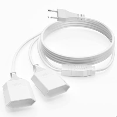 5 m verlengkabel, 2-voudige stroomstekker plat, 2-in-1 eurostekker type C, 0,75 mm², max. 2,5 A/250 V voor thuis, computer, tv