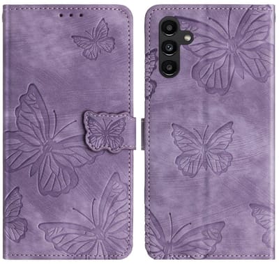 Coverup Hoesje - Geschikt voor Samsung Galaxy A17 Hoesje - Coverup Vlinders Book Case - Paars