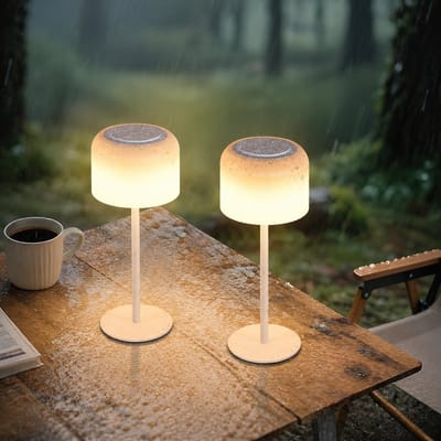 Glitzerlife - Tafellampen - 2 stuks Tafellamp - Draadloze LED Tafellamp - Touch dimbaar - USB-C Oplaadbaar IP44 Verstelbaar - Ø13x30,5 cm - Wit