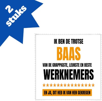 Akyol - trotse baas brillendoekjes - Baas - een baas - werk - afscheidscadeau - verjaardagscadeau - kado - gift - 17,8 bij 17,8 cm - 2 stuks