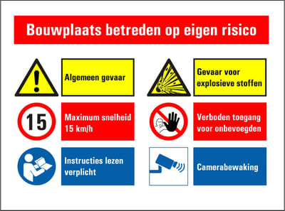 Bouwplaats sticker eigen terrein 200 x 150 mm