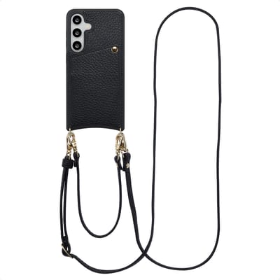 Selencia Hoesje - Geschikt voor Samsung Galaxy S24 / S25 - Backcover met koord en pashouder - Zwart