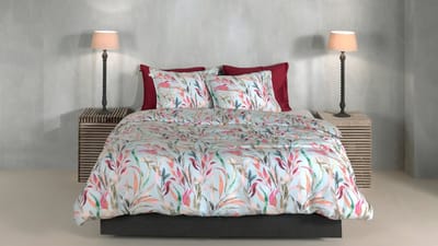 Zohome Dekbedovertrek Tia - Deken - Dekbed - Groen - 100% Katoen-Satijn - Bladeren - 140x220 + 1 sloop 60/70 cm