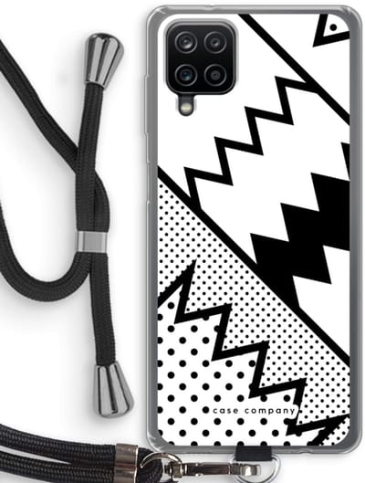 Case Company® - Hoesje met koord geschikt voor Samsung Galaxy A12 hoesje met Koord - Pop Art #5 - Telefoonhoesje met Zwart Koord - Bescherming aan alle Kanten en Over de Schermrand