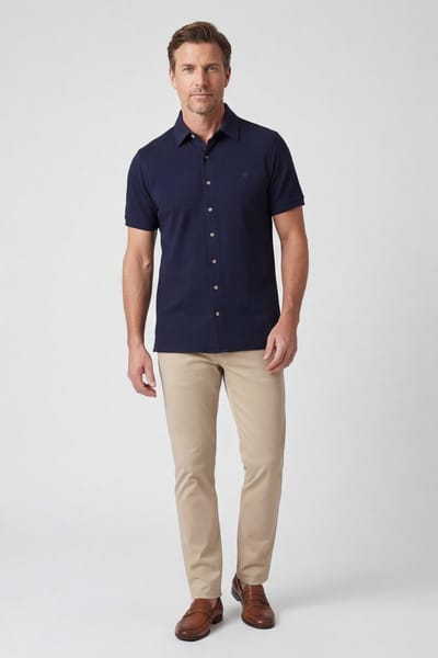 Baileys Polo Full Buttoned Short Sleeve Dark Blue / male
