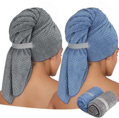 Dailygoods- Haarhanddoek Microvezel - Sneldrogend - Super Absorberend - Haartulband - 100 x 60 cm - 2 Stuks - Haarturban