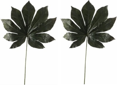 Kunst vingerplant blad - 6x stuks - 55 cm - donkergroen - kunstplant tak